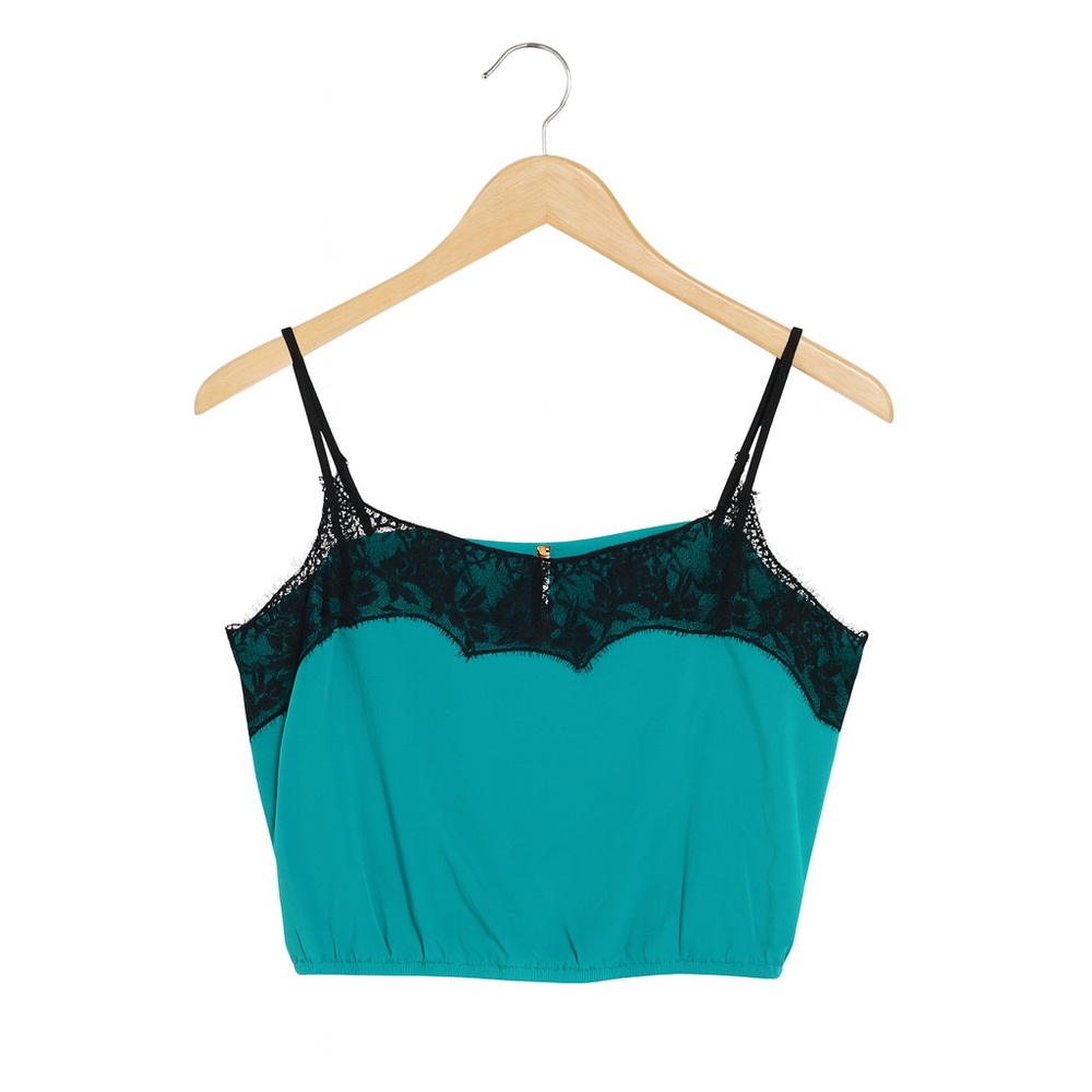 FREE PEOPLE LACE TRIM CROPPED TANK